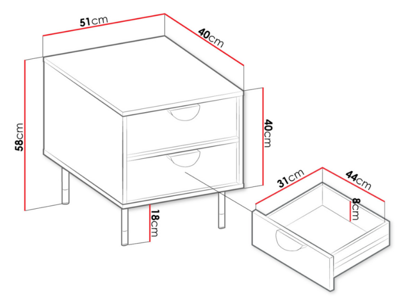 Mesa de Cabeceira Allison 51cm