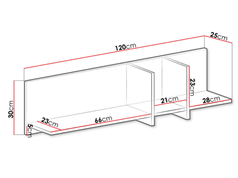 Módulo Suspenso ANASTASIA 120cm 1N - Branco/ Madeira Clara