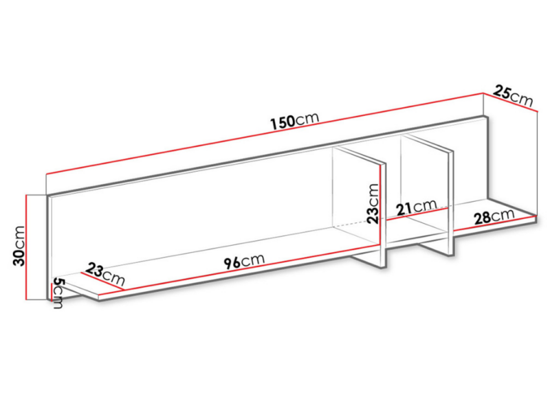 Módulo Suspenso 150cm 1N - Branco/ Madeira Clara