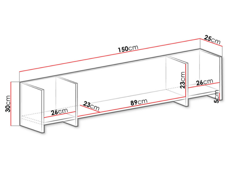 Módulo Suspenso 150cm 3N - Branco/ Madeira Clara