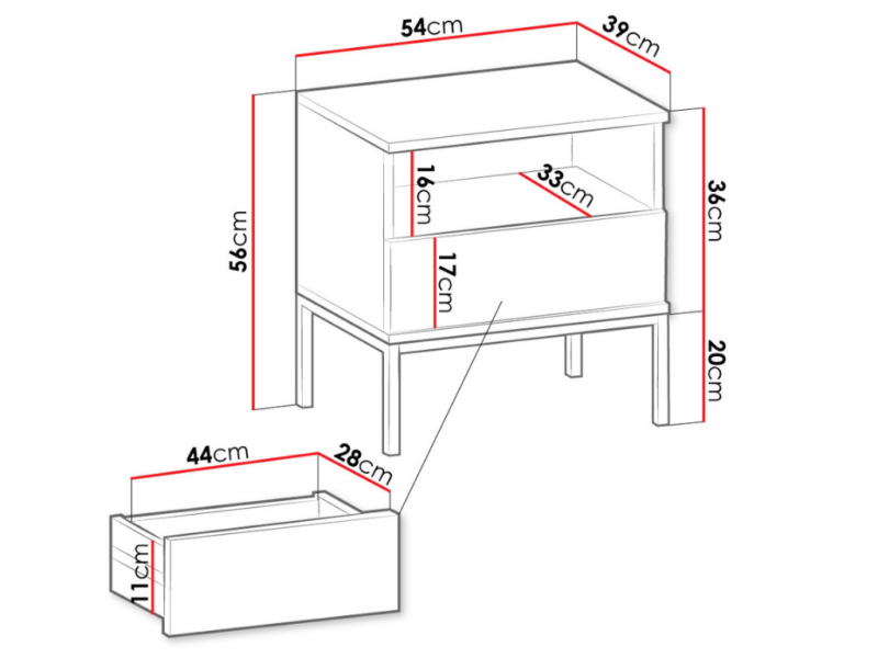 Mesa de Cabeceira Anna 54cm