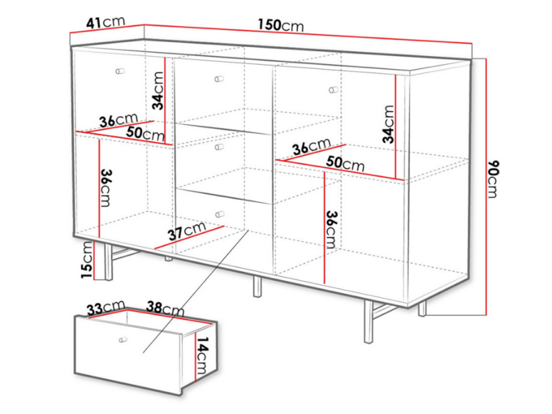 Aparador Duncan 150cm - Branco